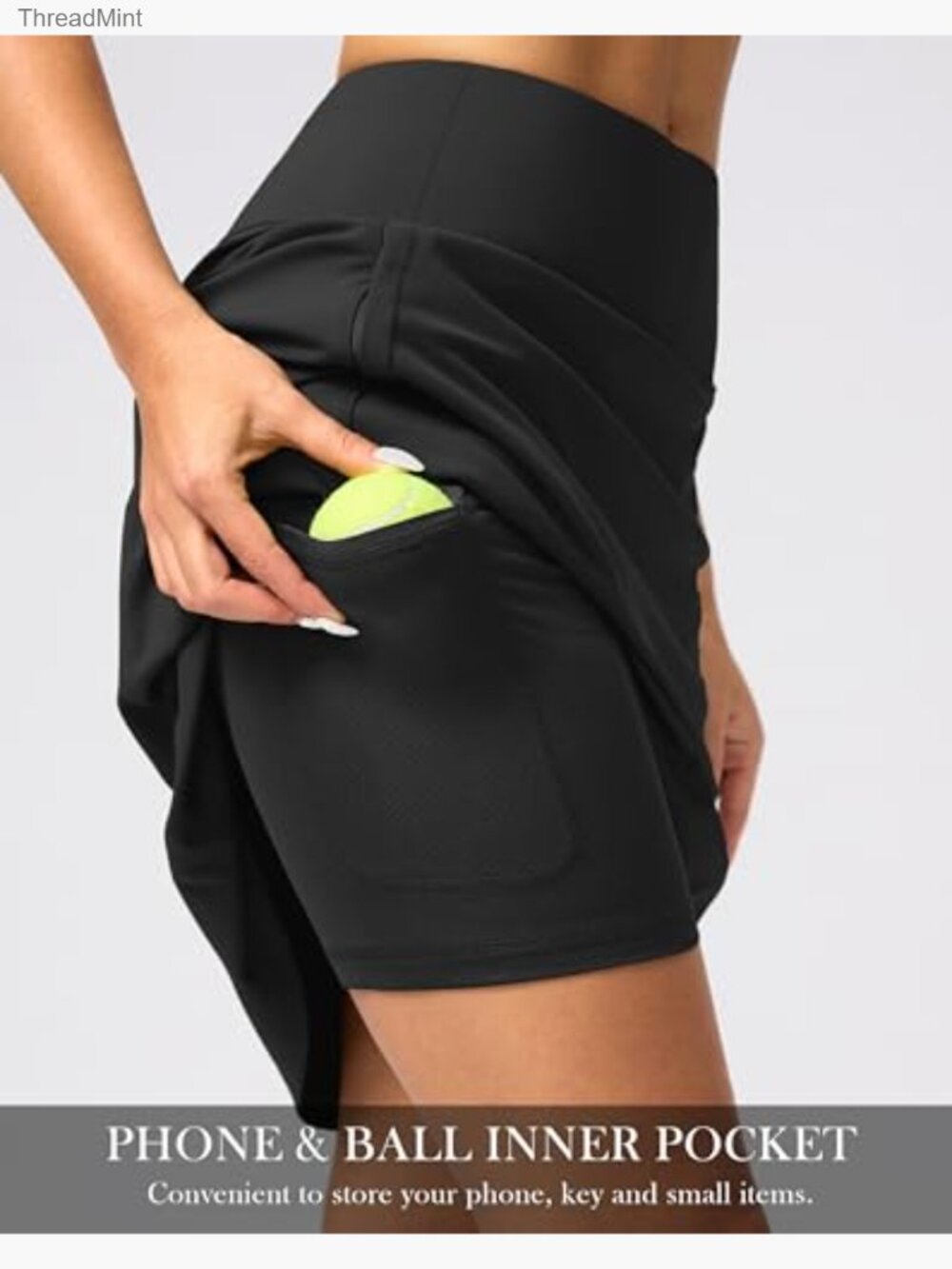 Women's Athletic Golf Skort 20" Knee Length with Pockets and Built-in Shorts - Picture 4 of 7